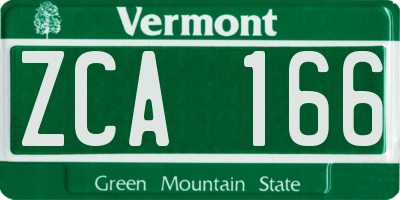 VT license plate ZCA166