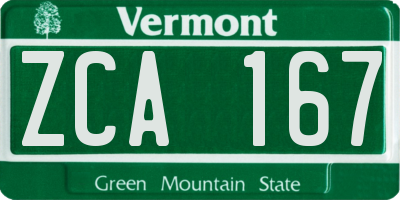 VT license plate ZCA167