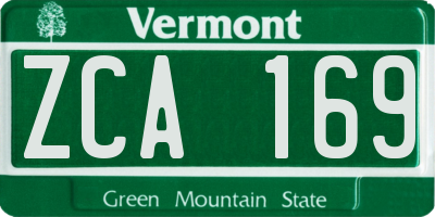 VT license plate ZCA169