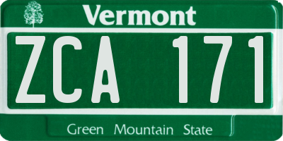 VT license plate ZCA171