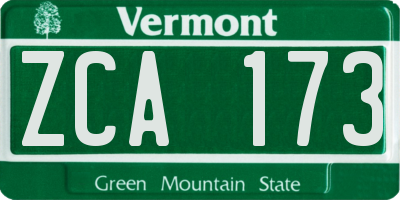 VT license plate ZCA173