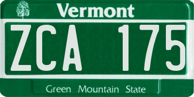 VT license plate ZCA175