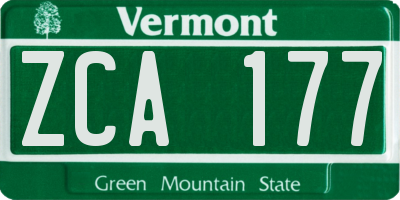 VT license plate ZCA177