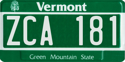 VT license plate ZCA181