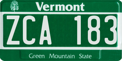 VT license plate ZCA183