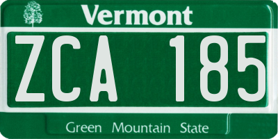 VT license plate ZCA185