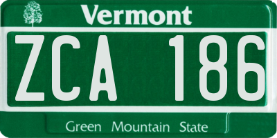VT license plate ZCA186