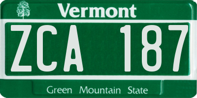 VT license plate ZCA187