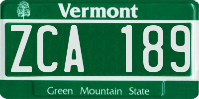 VT license plate ZCA189