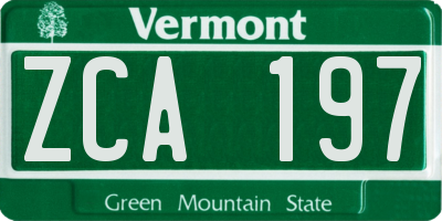 VT license plate ZCA197