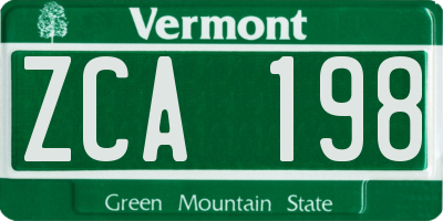 VT license plate ZCA198