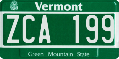VT license plate ZCA199