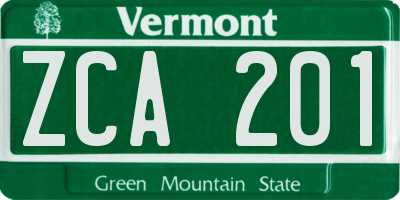 VT license plate ZCA201