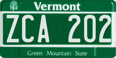 VT license plate ZCA202