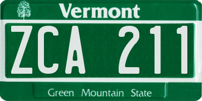 VT license plate ZCA211