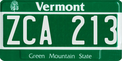 VT license plate ZCA213