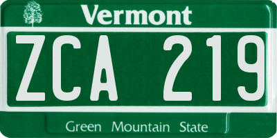 VT license plate ZCA219