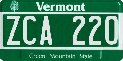 VT license plate ZCA220