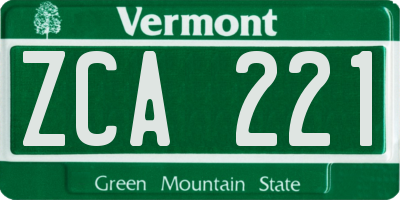 VT license plate ZCA221