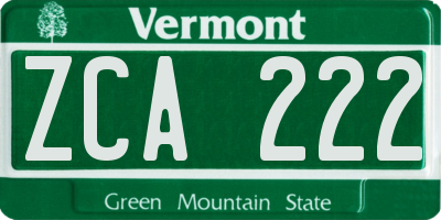 VT license plate ZCA222