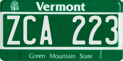 VT license plate ZCA223