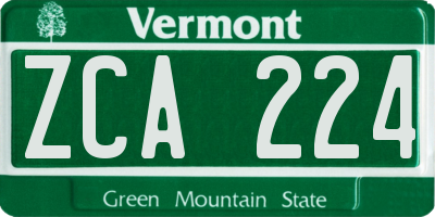 VT license plate ZCA224