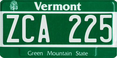 VT license plate ZCA225