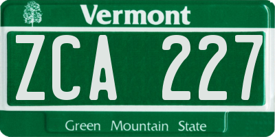 VT license plate ZCA227