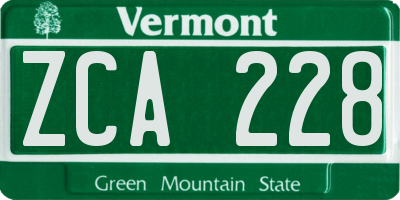 VT license plate ZCA228