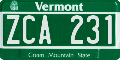 VT license plate ZCA231