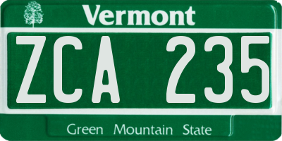 VT license plate ZCA235