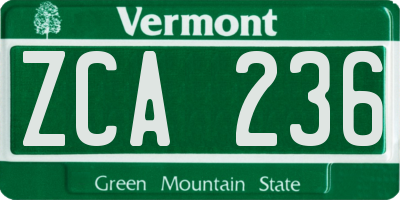 VT license plate ZCA236