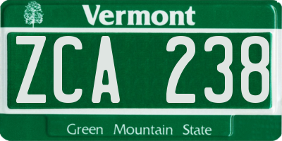 VT license plate ZCA238
