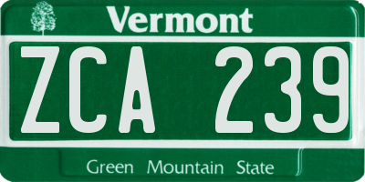 VT license plate ZCA239