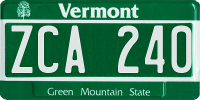 VT license plate ZCA240