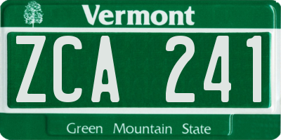 VT license plate ZCA241