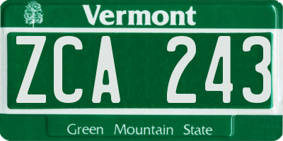 VT license plate ZCA243