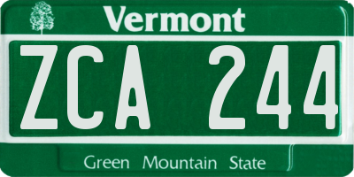 VT license plate ZCA244
