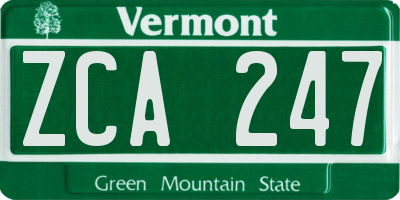 VT license plate ZCA247