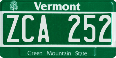 VT license plate ZCA252