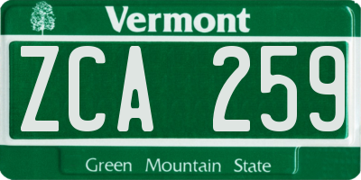 VT license plate ZCA259