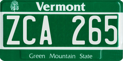 VT license plate ZCA265