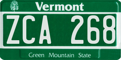 VT license plate ZCA268