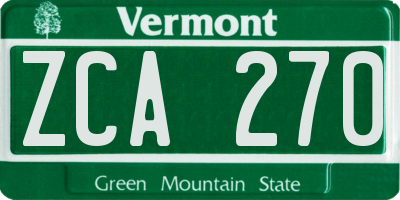 VT license plate ZCA270