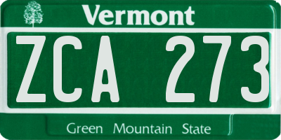 VT license plate ZCA273