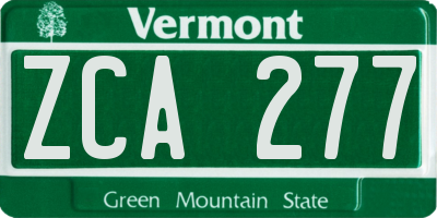 VT license plate ZCA277