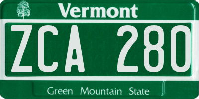 VT license plate ZCA280
