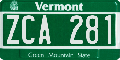 VT license plate ZCA281