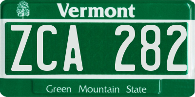 VT license plate ZCA282