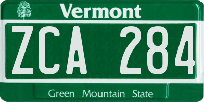 VT license plate ZCA284